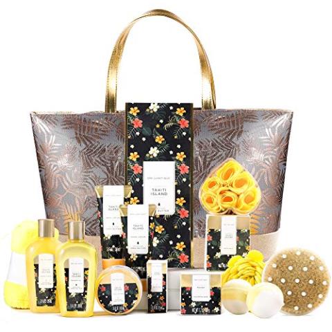 Spa Luxetique Coffret Cadeau pour Femme,15PC Coffret de Bain,Parfum Tropical avec le Beurre de Karité, Boules de Bain, Idée Cadeau pour l’Anniversaire et des Fêtes