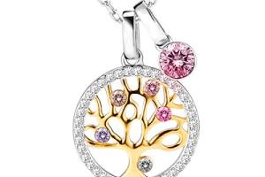 Collier Femme Arbre de Vie Argent 925 avec Cristaux De Autriche Bijoux Idéal Cadeau pour Femme Maman Mamie Anniversaire Noël