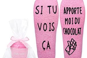 Merclix Chaussette Polaire Femme Chaussette Cupcake Cadeau Rigolo Femme Maman (Rose-Chocolat) taille unique