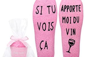 Merclix Chaussette Polaire Femme Chaussette Cupcake Cadeau Rigolo Femme Maman (Rose-Vin) taille unique