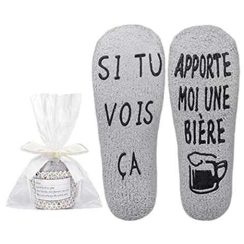 Merclix Chaussette Polaires Drôles Pour Hommes Biere Cadeau Chaussettes Bière Cadeaux Pour Homme Papa Collegues - Gris-Bière - Taille unique Merclix Chaussette Polaires Drôles Pour Hommes Biere Cadeau Chaussettes Bière Cadeaux Pour Homme Papa Collegues - Gris-Bière - Taille unique